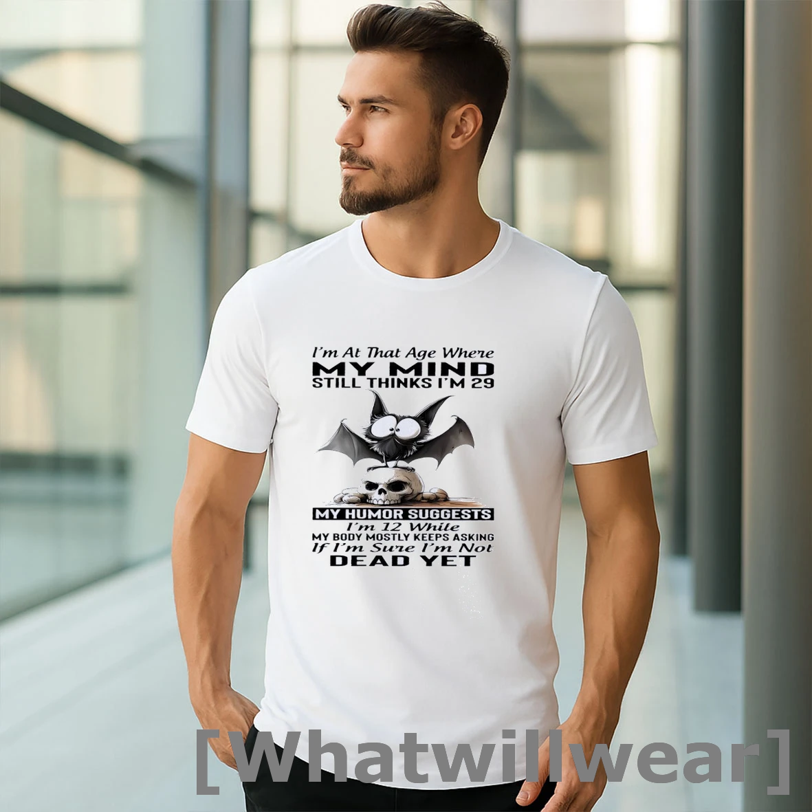 Official Bat Skull Im At That Age Where My Mind Still Thinks Im 29 My Humor Suggests Im 12 While Tshirts Sweater