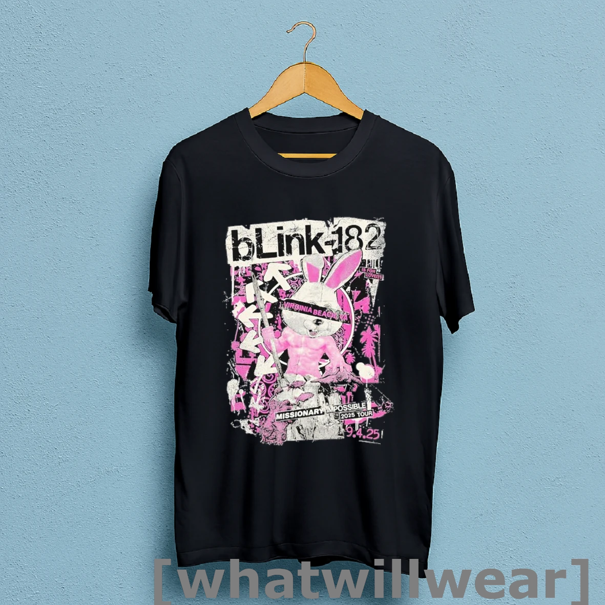 Official Blink 182 Missionary Impossible 2025 Tour Is Fon Lovers Virginia Beach Bunny Shirt Sweatshirt