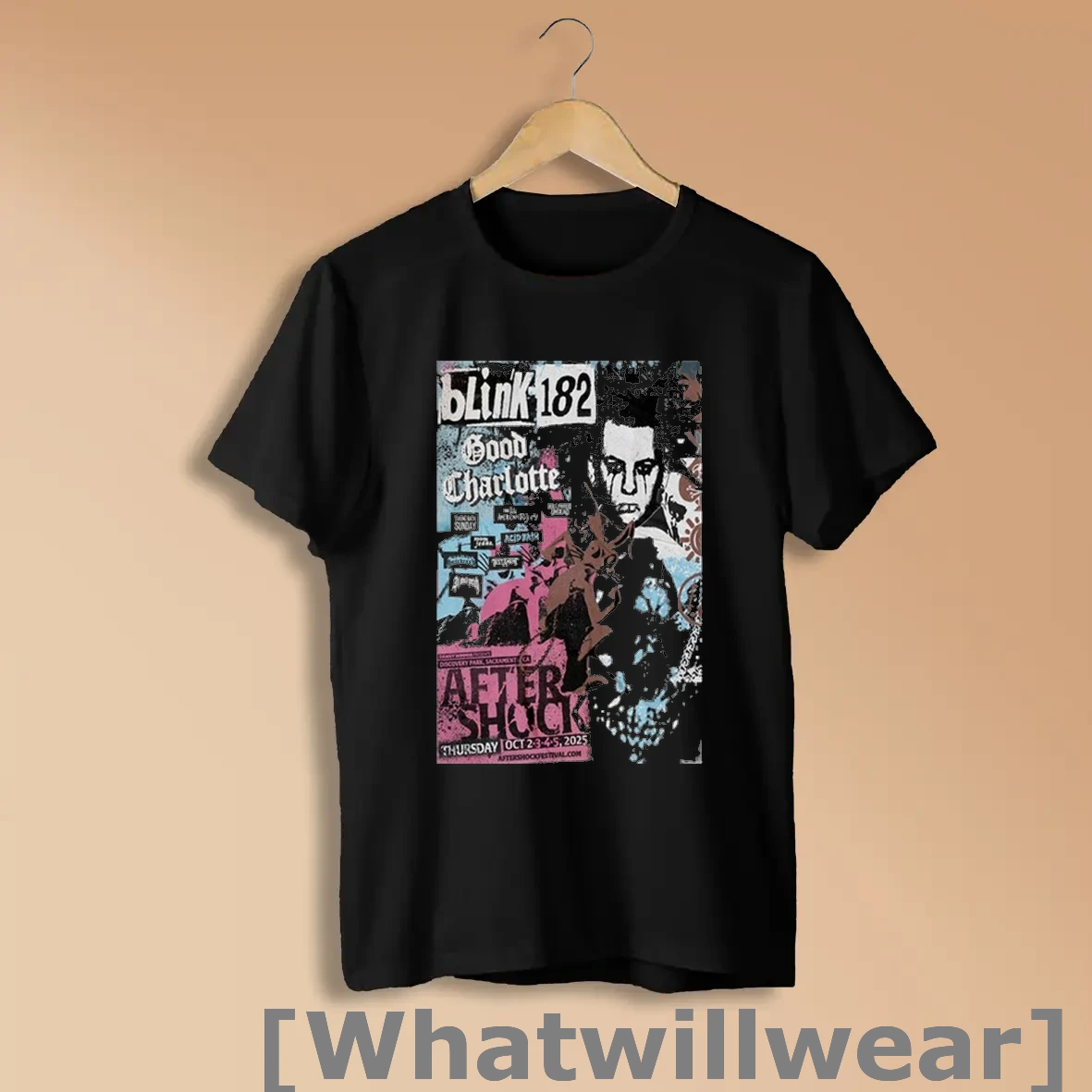 Official Blink 182 Sacramento Ca October 2 5 2025 Aftershock Festival Shirts