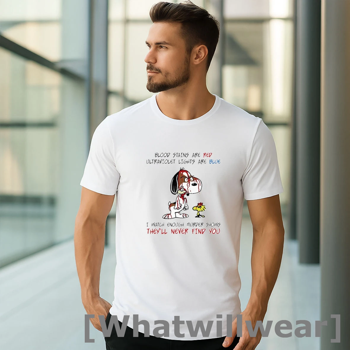 Official Blood Stains Are Red Ultraviolet Lights Are Blue Snoopy Shirts