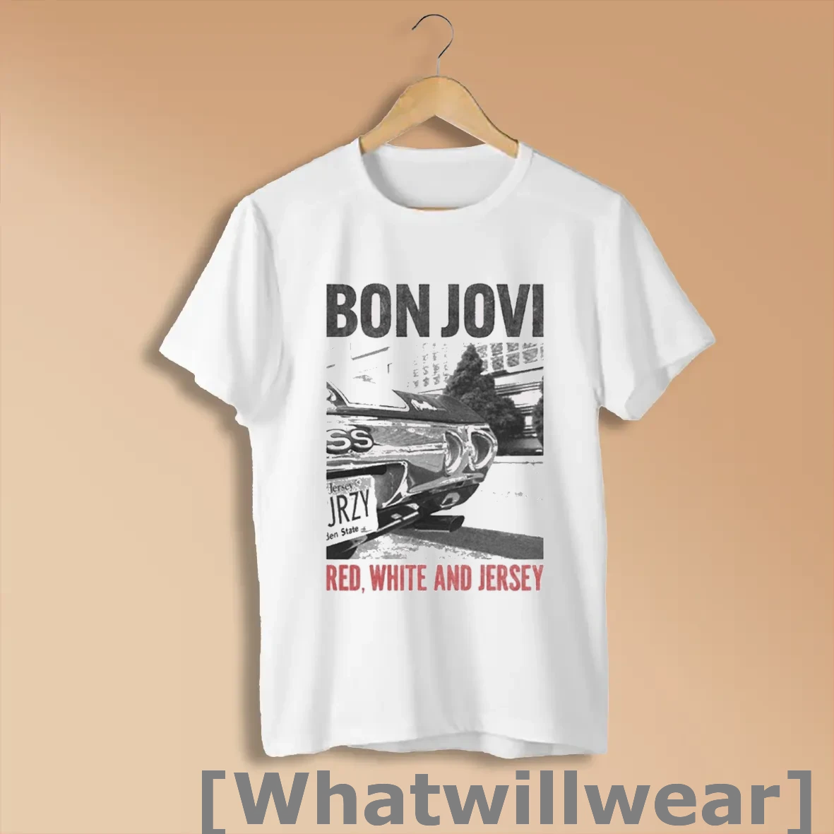 Official Bon Jovi Red White And Jersey Painting Shirts