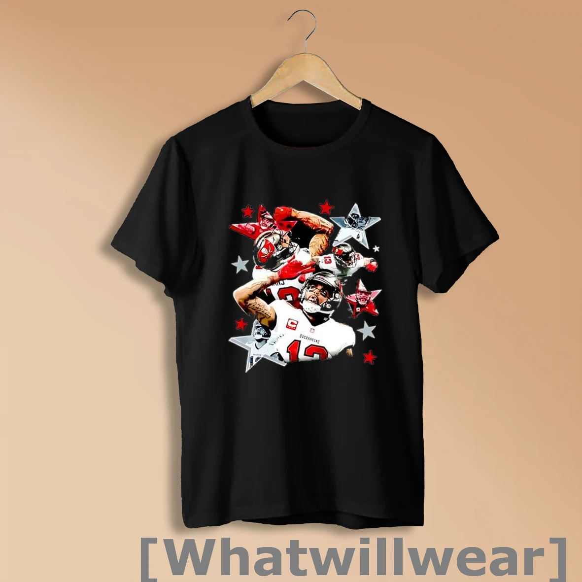 Official Buccaneers Red And Pewter Stars Football Team Shirt Sweatshirt