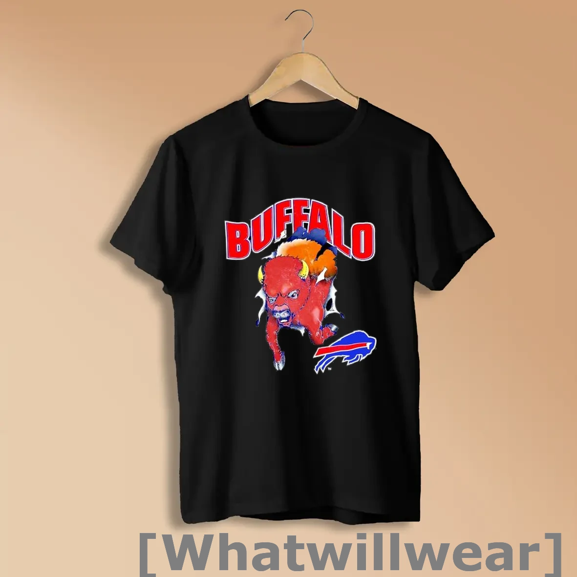 Official Buffalo Bills Mascot Charging Through Distressed Vintage Shirts