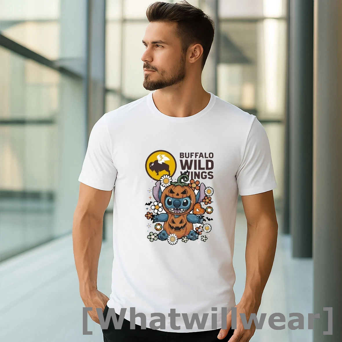 Official Buffalo Wild Wings Stitch Halloween Pumpkin Tshirts Sweater