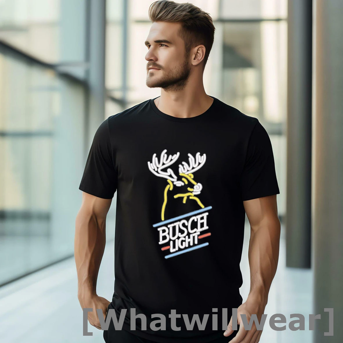 Official Busch Light Deer Buck Neon Beer Tshirts Sweater