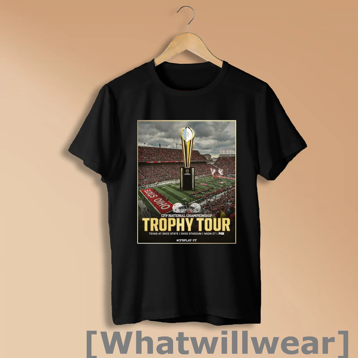 Official Cfp National Championship Trophy Tour Texas At Ohio State Ohio Stadium 2025 Shirt Sweatshirt