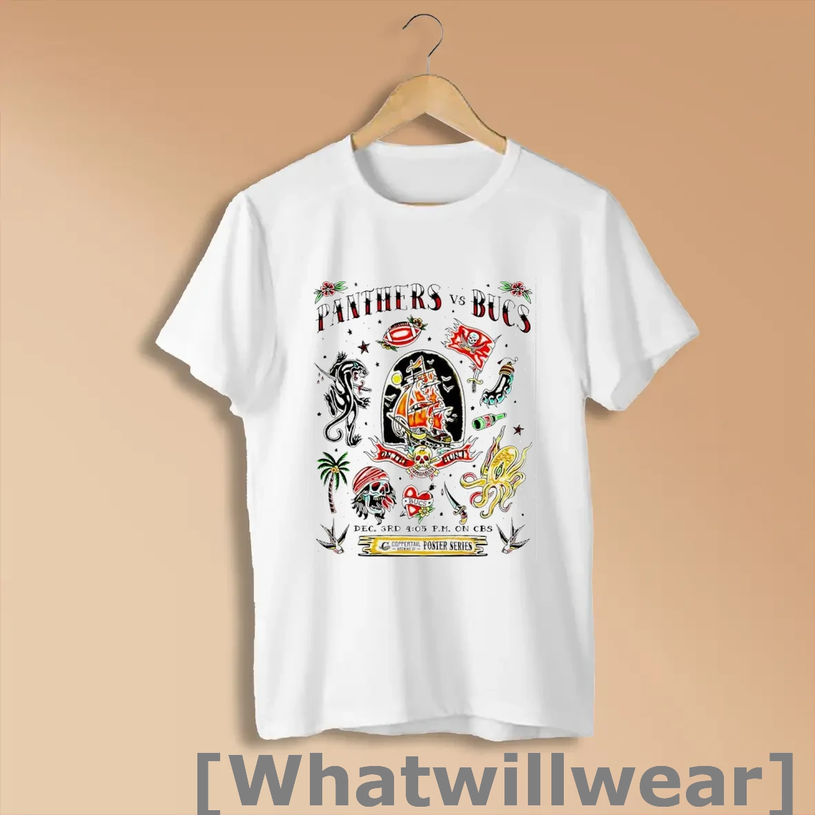Official Carolina Panthers Vs Tampa Bay Buccaneers Traditional Tattoo Shirts