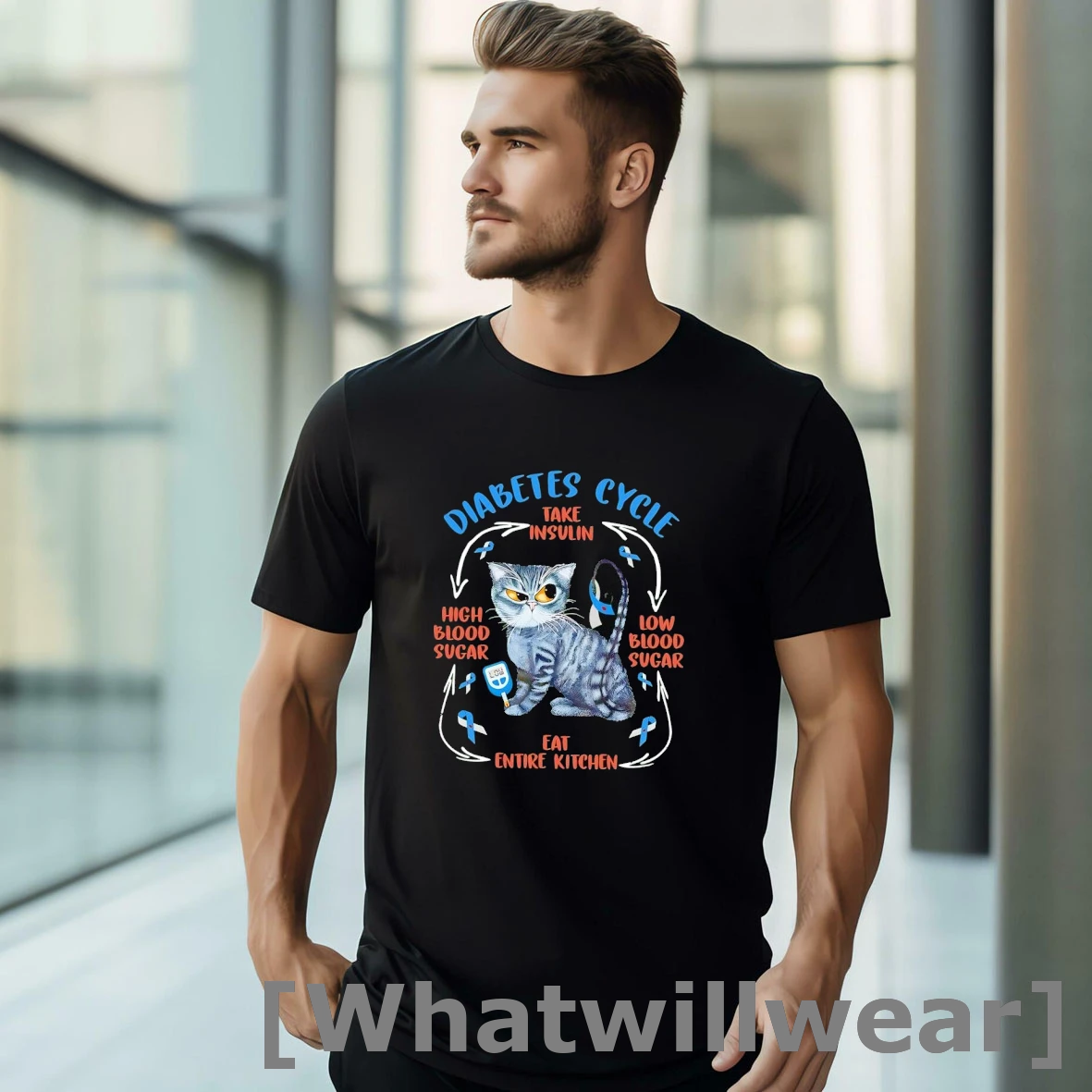 Official Cat Diabetes Cycle Take Insulin Low Blood Sugar High Blood Sugar Eat Entire Kitchen Shirts