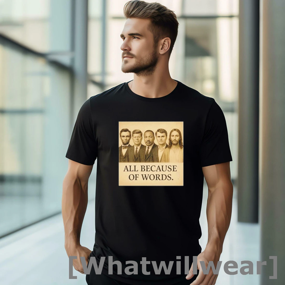 Official Charlie Kirk All Because Of Words Shirts
