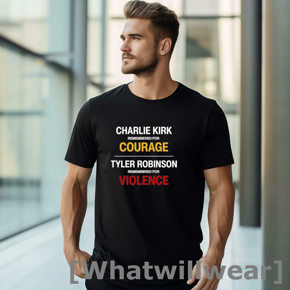 Official Charlie Kirk Remembered For Courage Tyler Robinson Remembered For Violence Tshirts Sweater