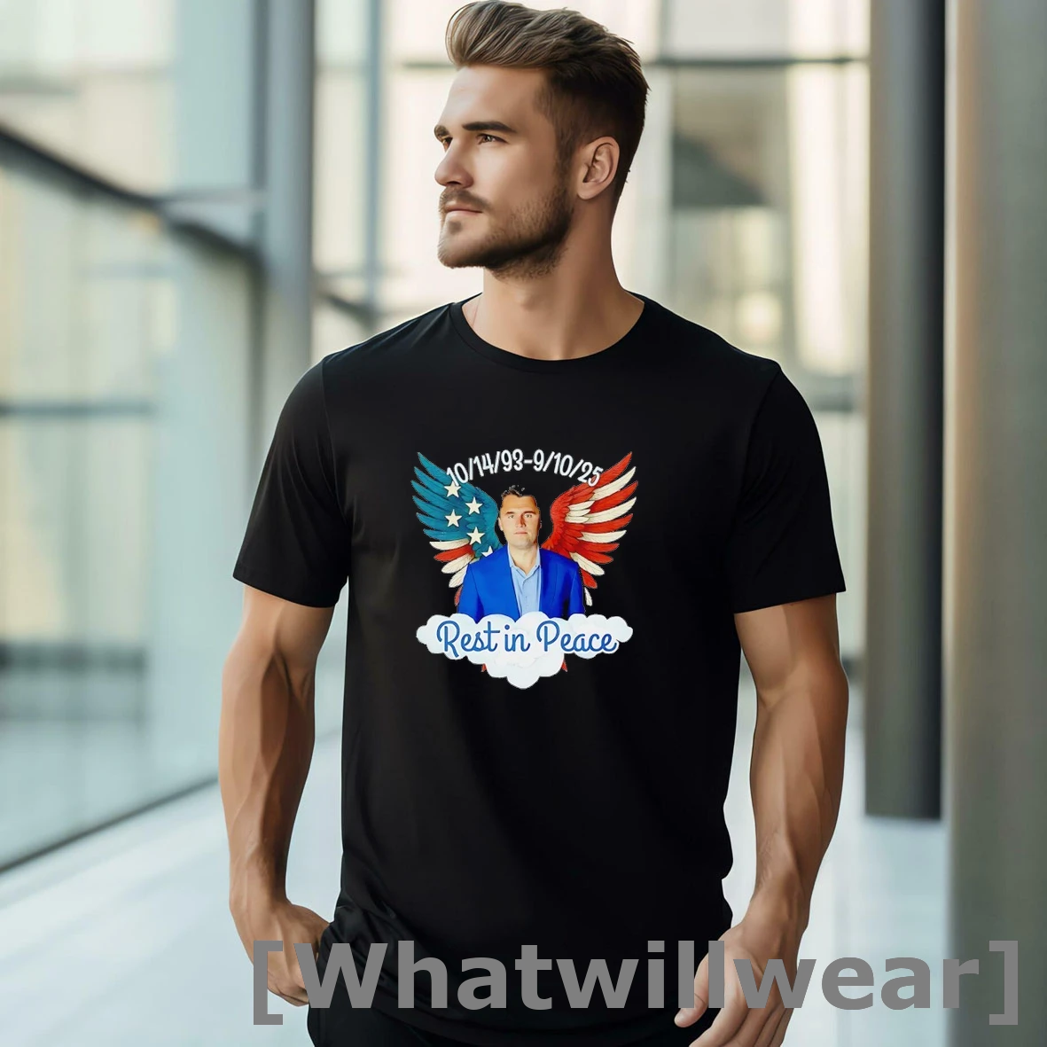 Official Charlie Kirk Rest In Peace 1993 2025 Usa Flag Wings For Him Tshirts Sweater