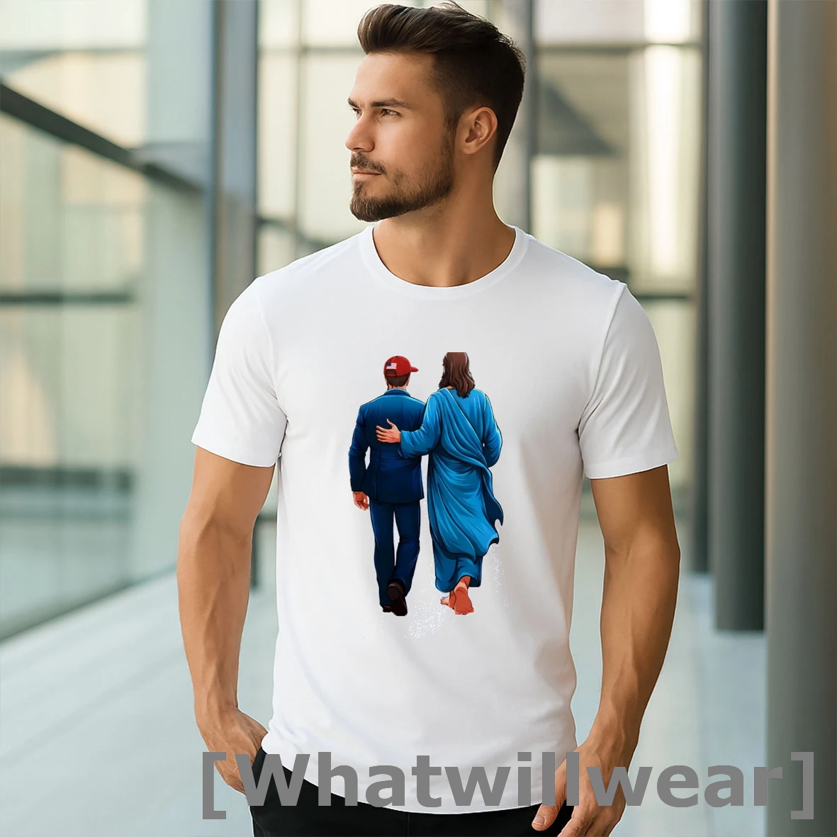Official Charlie Krik Red Hat Walking With Jesus Assassination Great American Patriot Classic Mens Tshirts Sweater