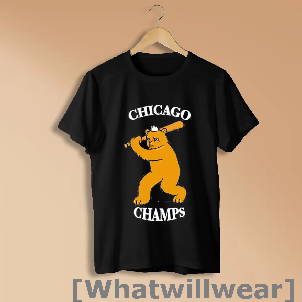 Official Chicago Champs Bear With Crown Holding Baseball Bat Shirts