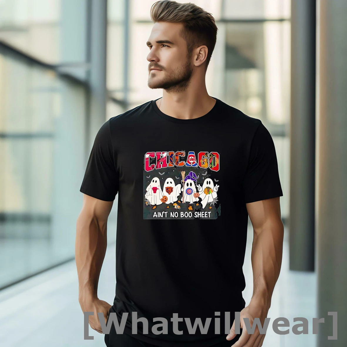 Official Chicago Sports Ghost Aint No Boo Sheet Halloween Tshirts Sweater
