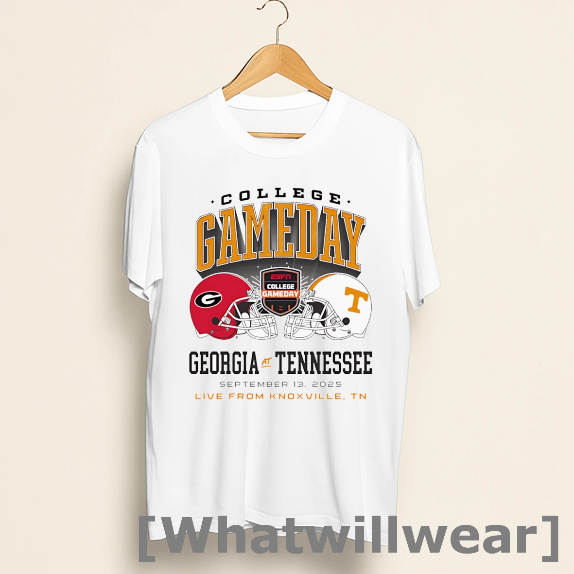 Official College Gameday Georgia At Tennessee 2025 Helmet Shirts