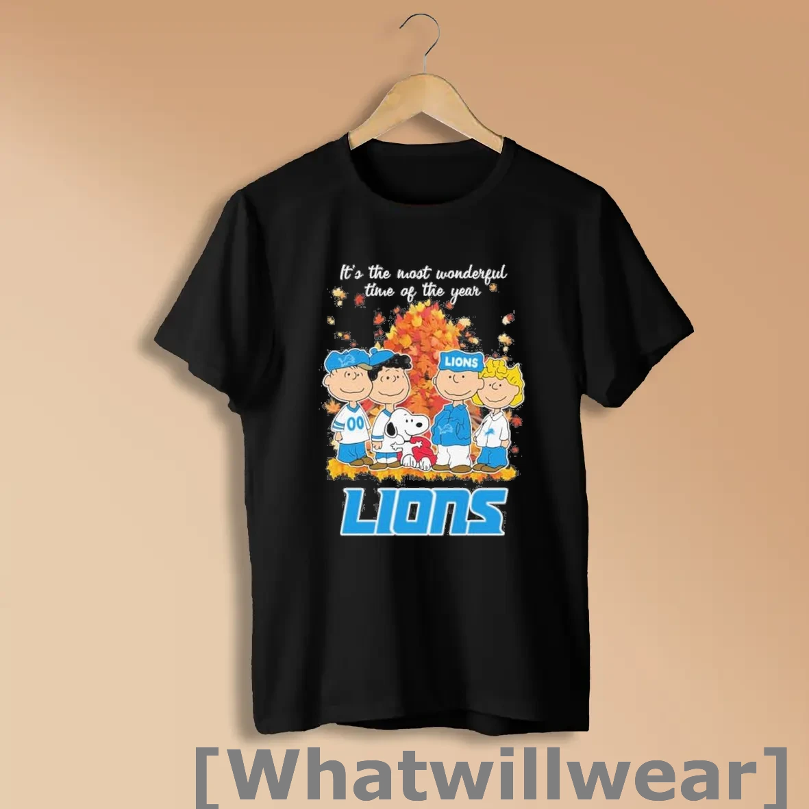 Official Detroit Lions And Peanuts Character Its The Most Wonderful Time Of The Year Shirts
