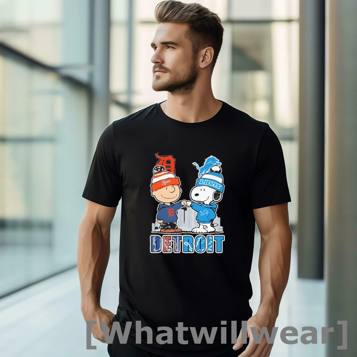 Official Detroit Snoopy Fist Bump Charlie Brown Lions And Tigers Shirts