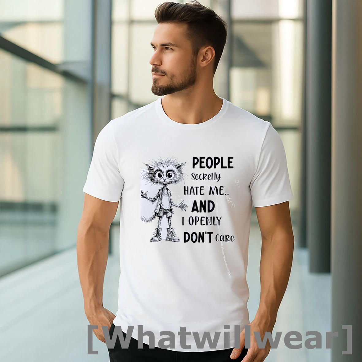 Official Disheveled Cat People Secretly Hate Me And I Openly Dont Care Classic Mens Tshirts Sweater