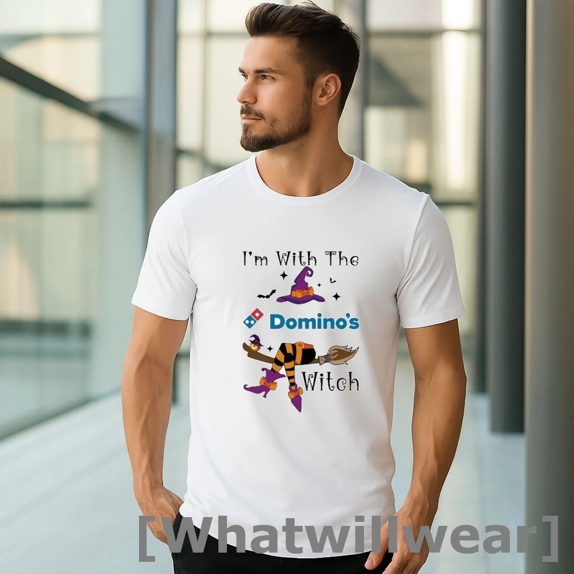 Official Dominos Im With The Witch Hat Halloween Shirts