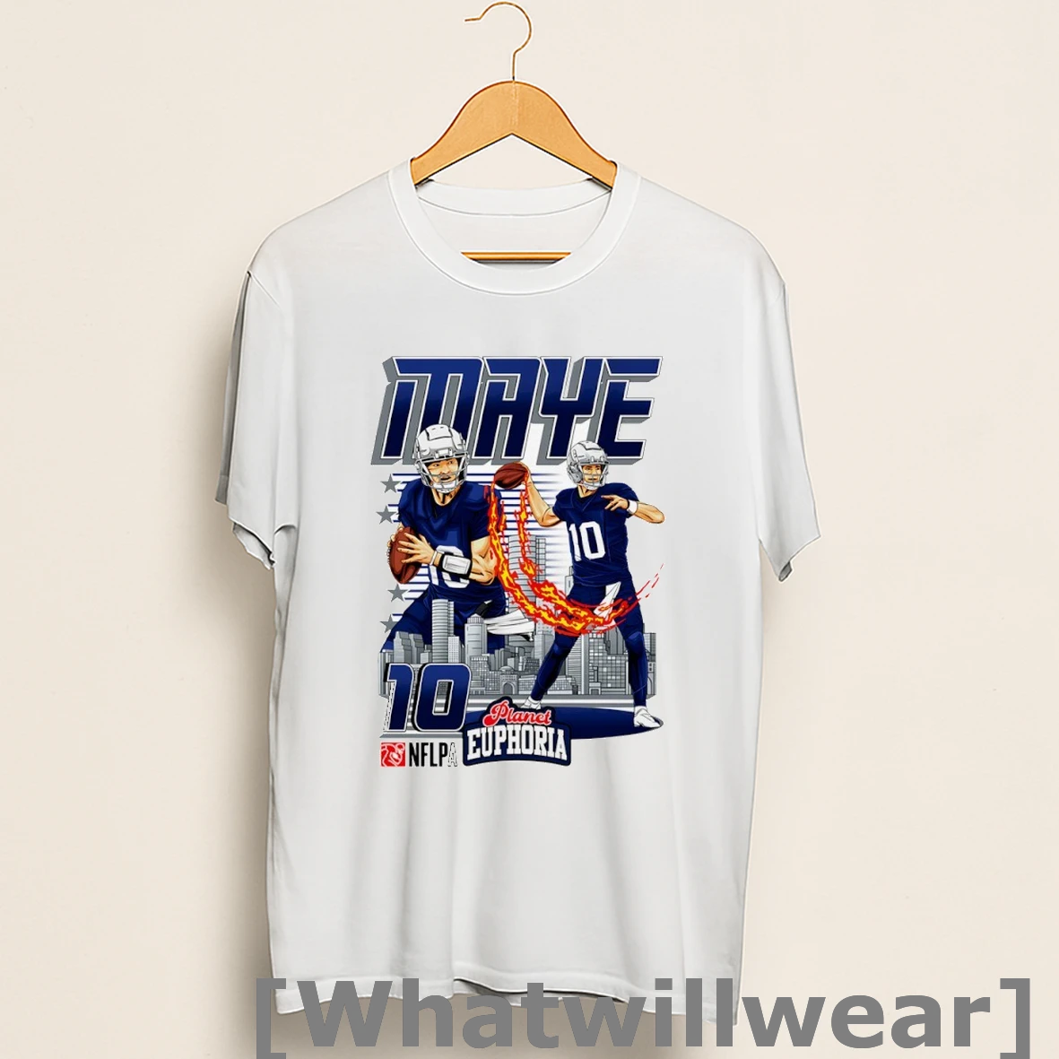 Official Drake Maye 10 New England Patriots Football Comic Shirts