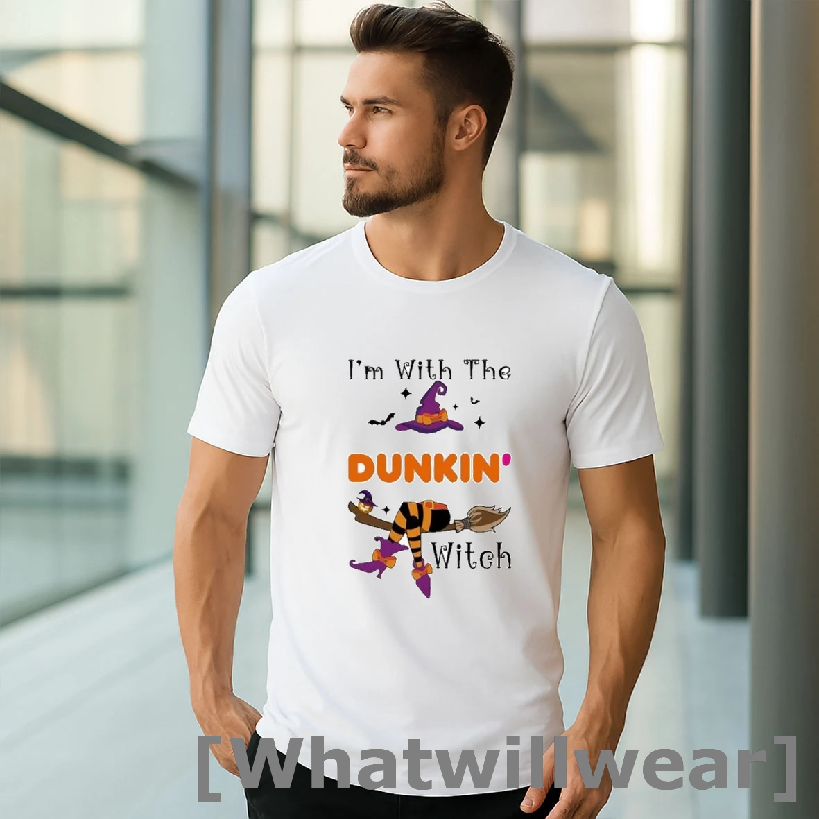 Official Dunkin Im With The Witch Hat Halloween Shirts