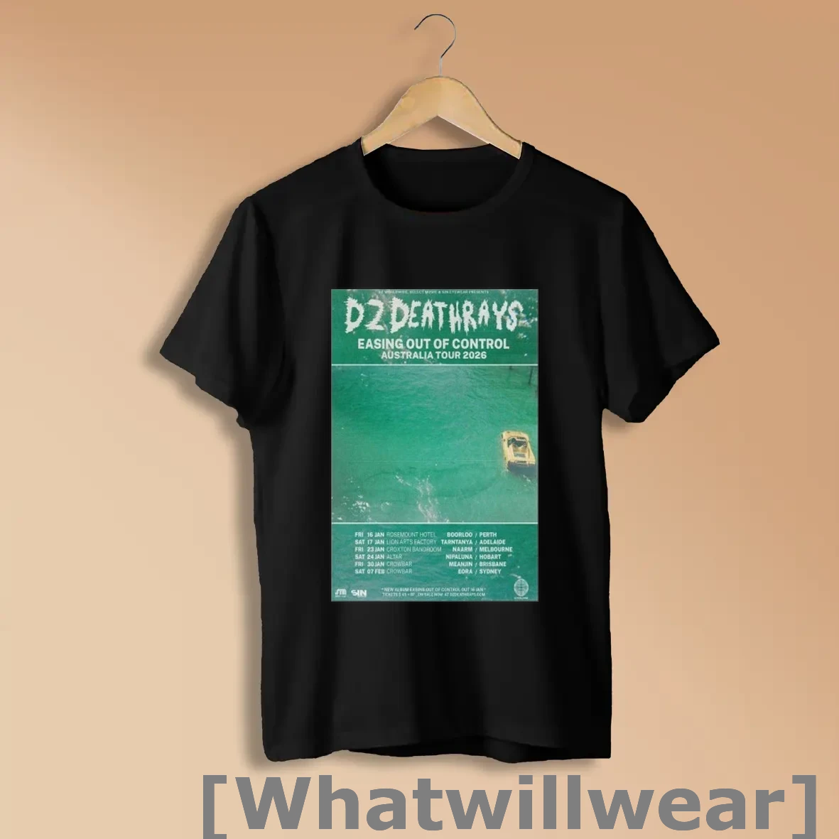 Official Dz Deathrays Easing Out Of Control Australia Tour 2026 Shirts