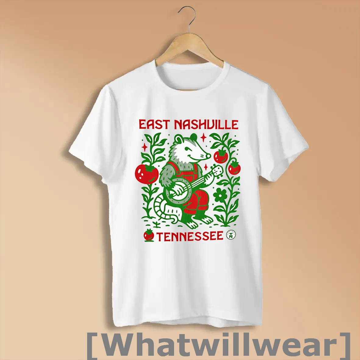 Official East Nashville Tomato Possum Banjo Beige Shirts