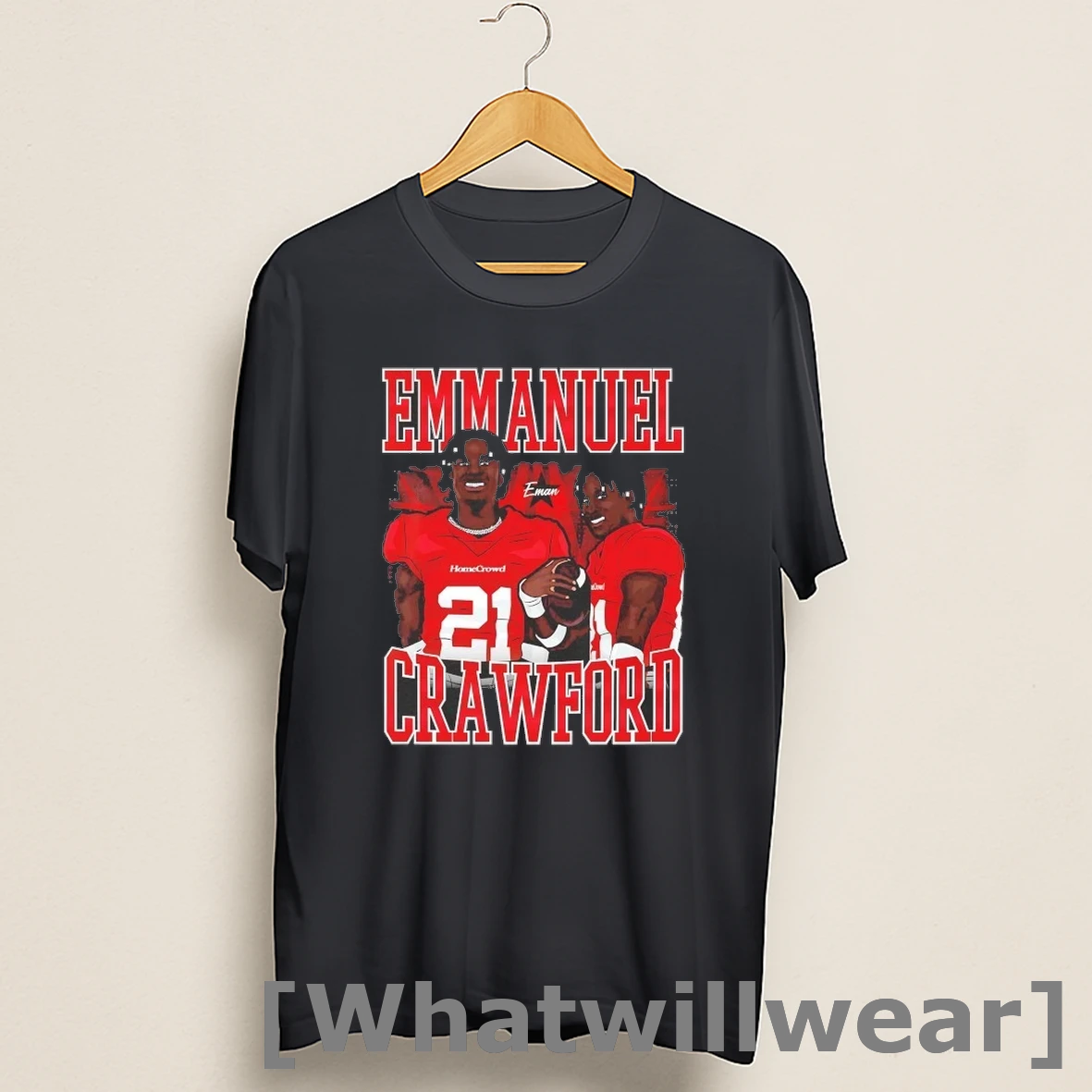 Official Emmanuel Crawford Graphic Arkansas Razorbacks Shirts