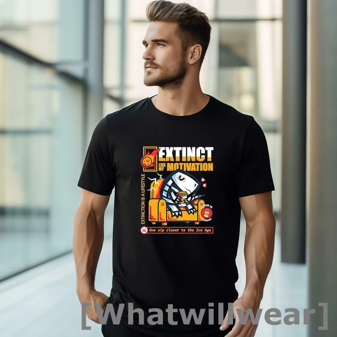Official Extinct Like My Motivation One Sip Closer To The Ice Age Shirts