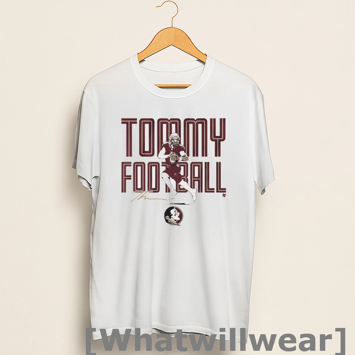 Official Fsu Florida State Seminoles Football Tommy Castellanos Tommy Football Signature Shirts