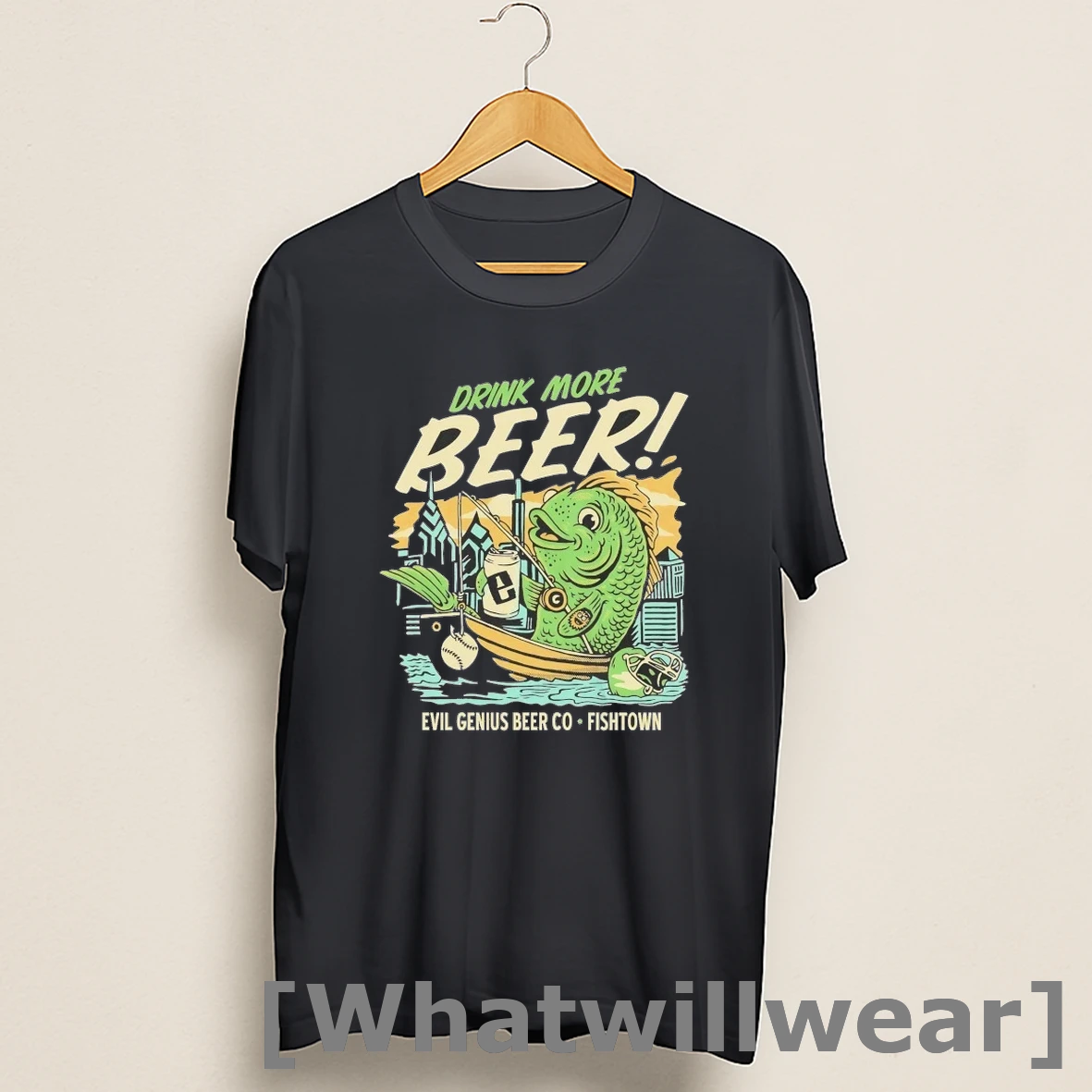 Official Fishing Drink More Evil Genius Beer Fishtown Shirts
