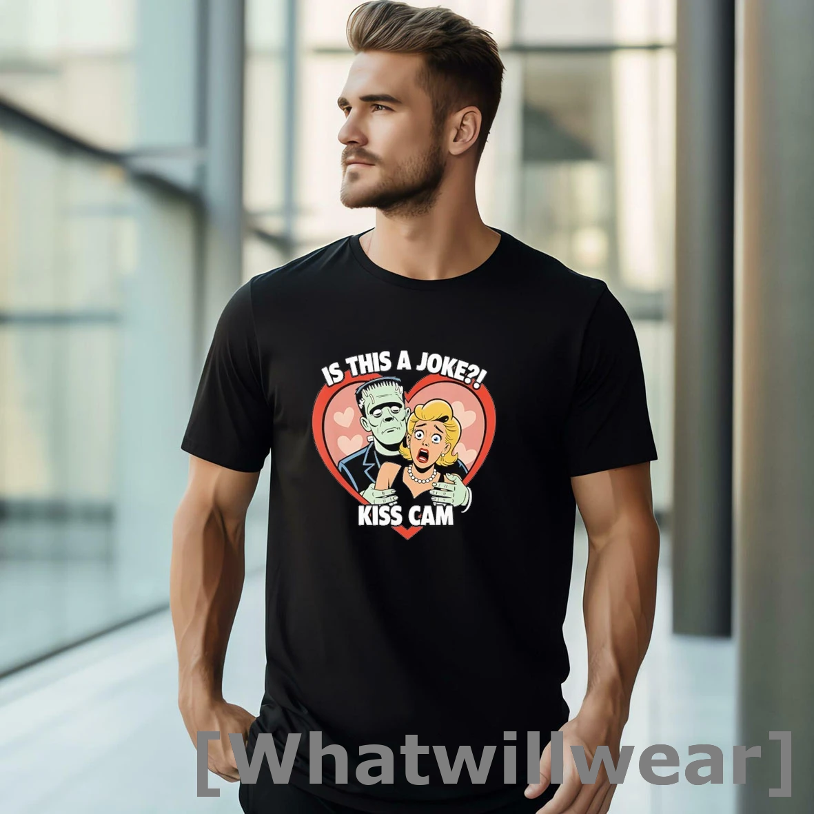Official Frankenstein Monster Is This A Joke Kiss Cam Halloween Tshirts Sweater