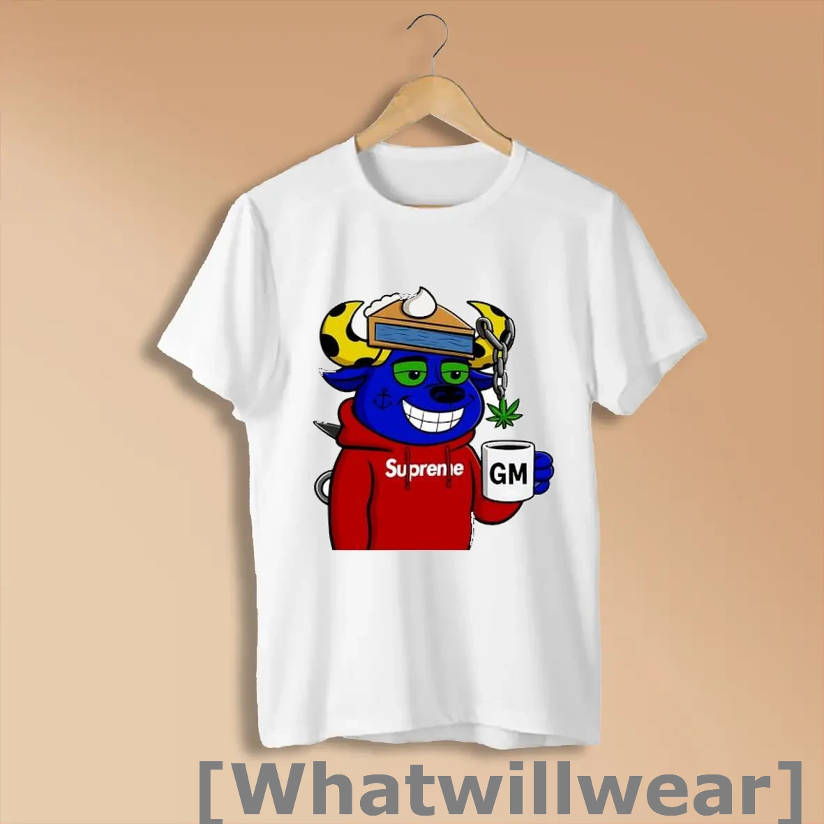 Official Gm Bull Wearing Supreme And Pie On Head Nft Shirts