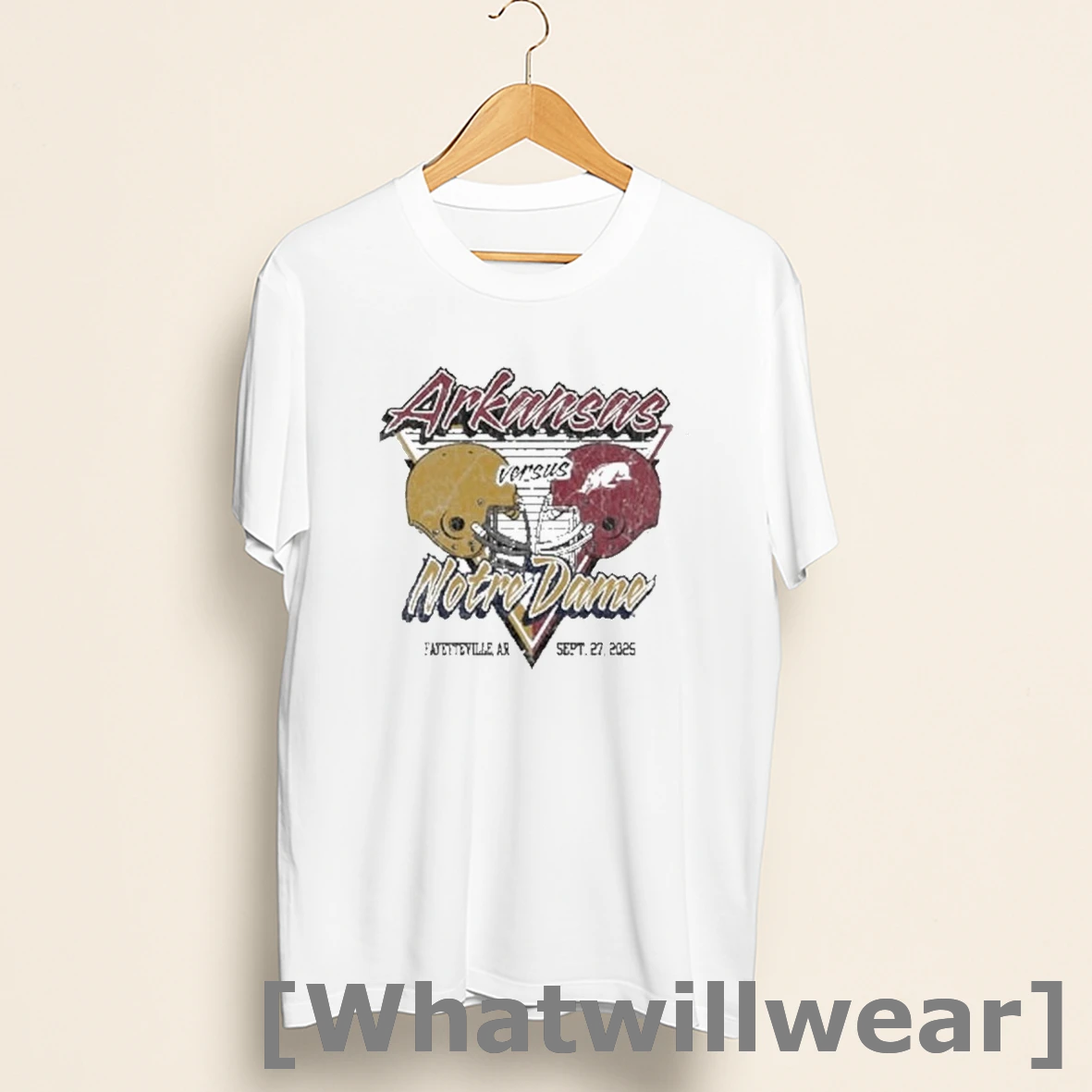 Official Gameday 2025 Arkansas Vs Notre Dame Helmet Shirts