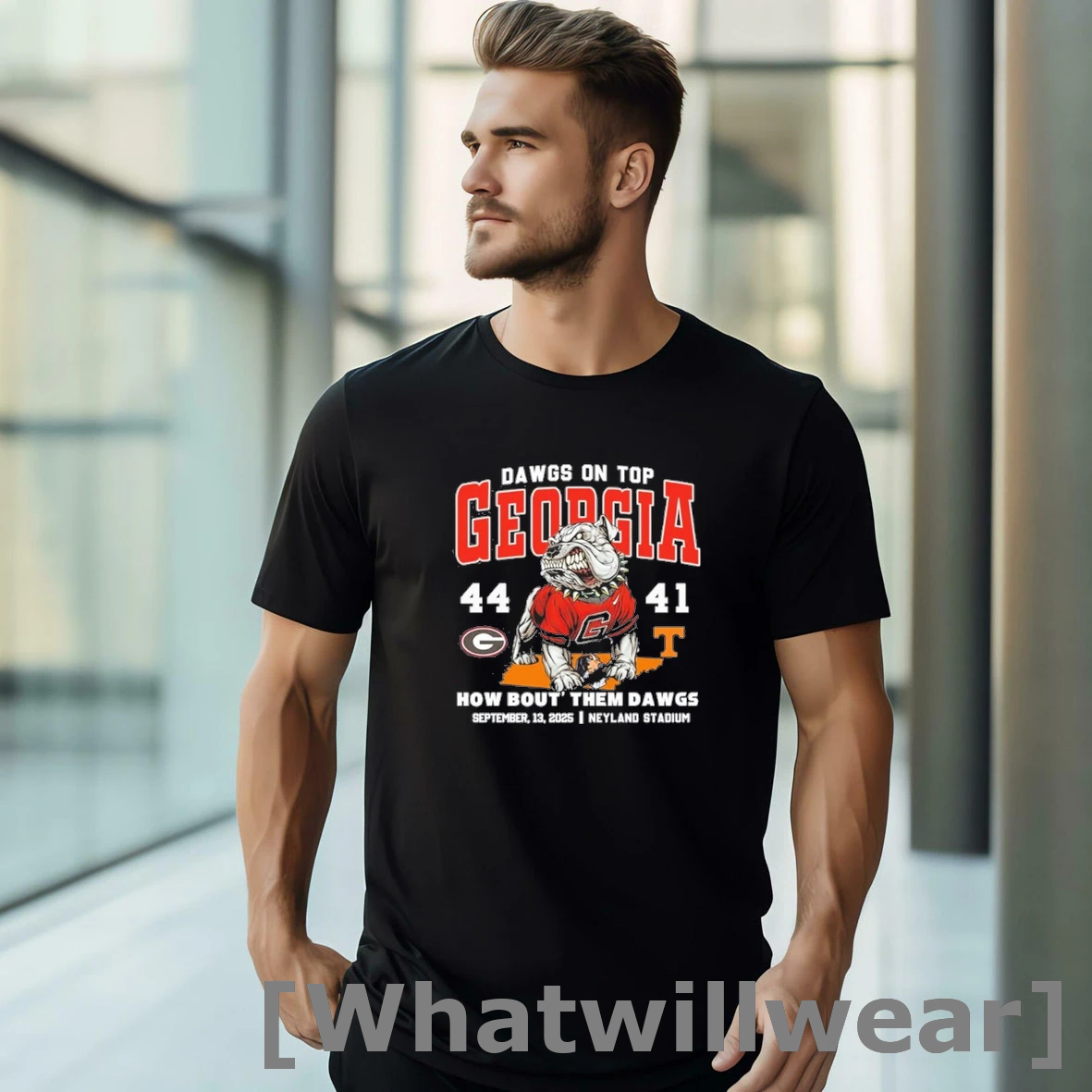 Official Georgia Bulldogs Dawgs On Top 2025 How Bout Them Dawgs 44 41 Tennessee Shirts