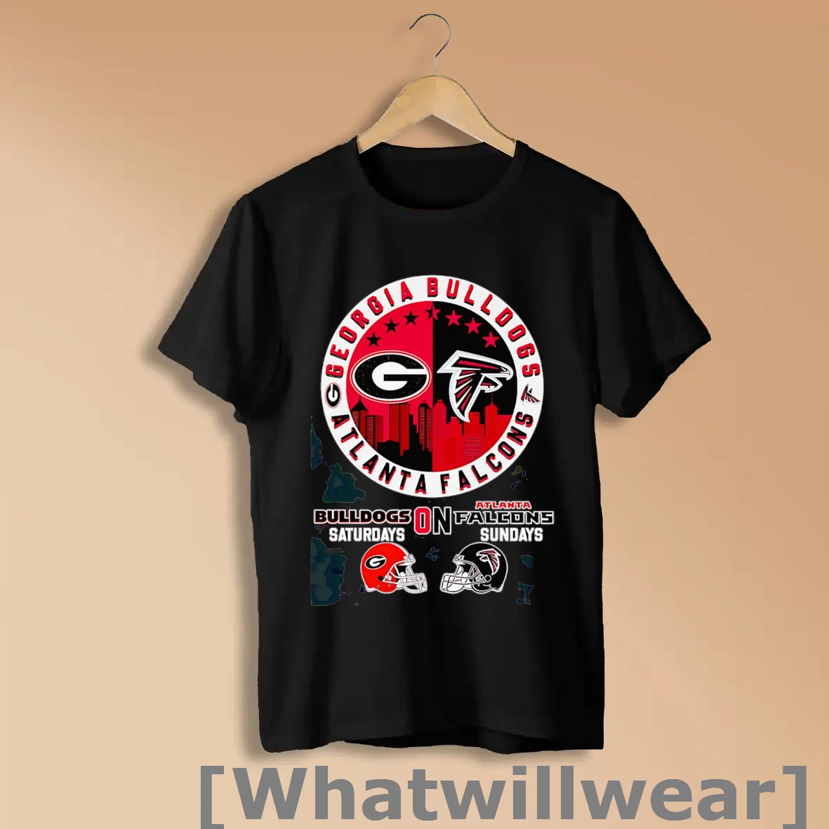 Official Georgia Bulldogs On Saturdays Atlanta Falcons On Sundays Skyline Shirts
