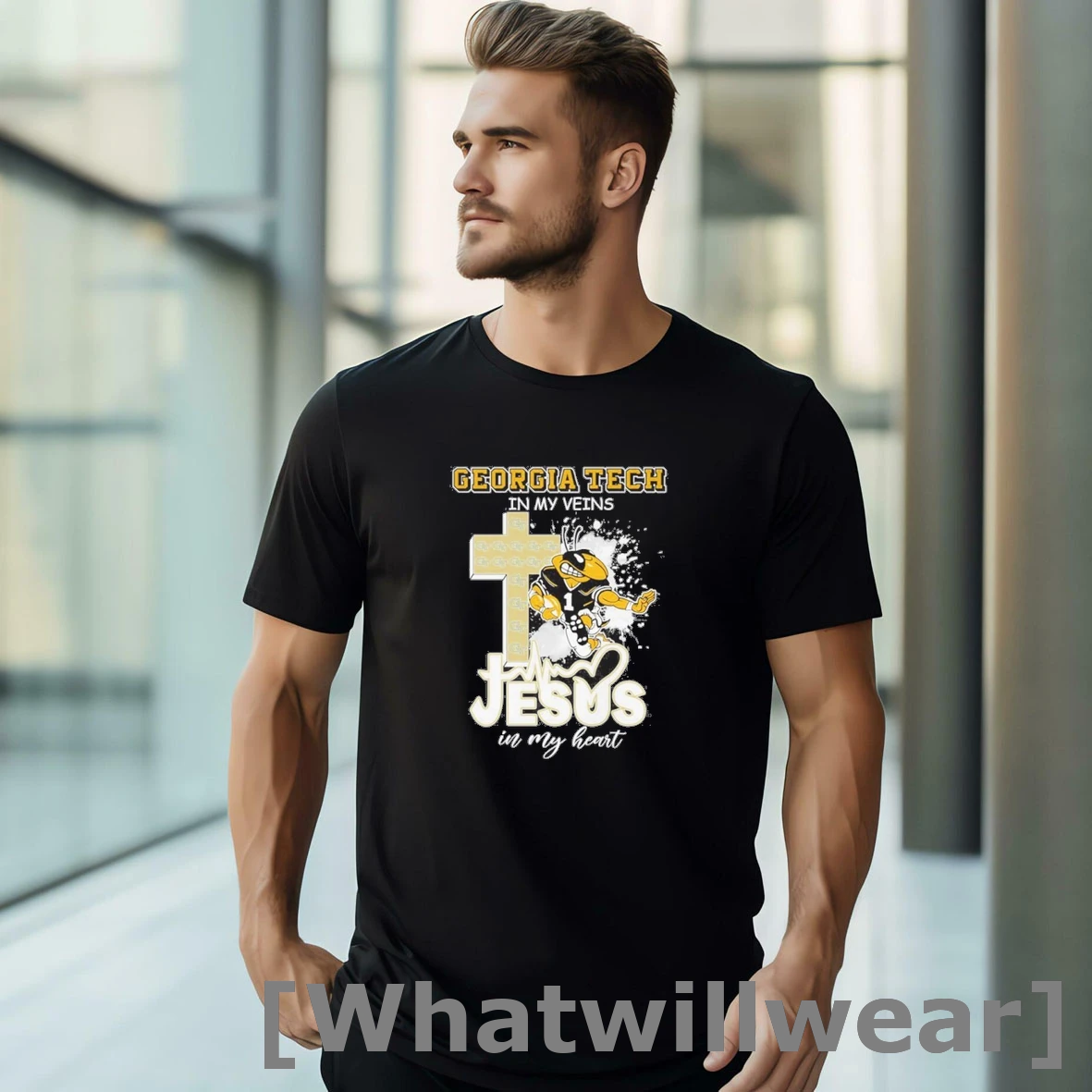 Official Georgia Tech Football Mascot In My Veins Jesus In My Heart Tshirts Sweater