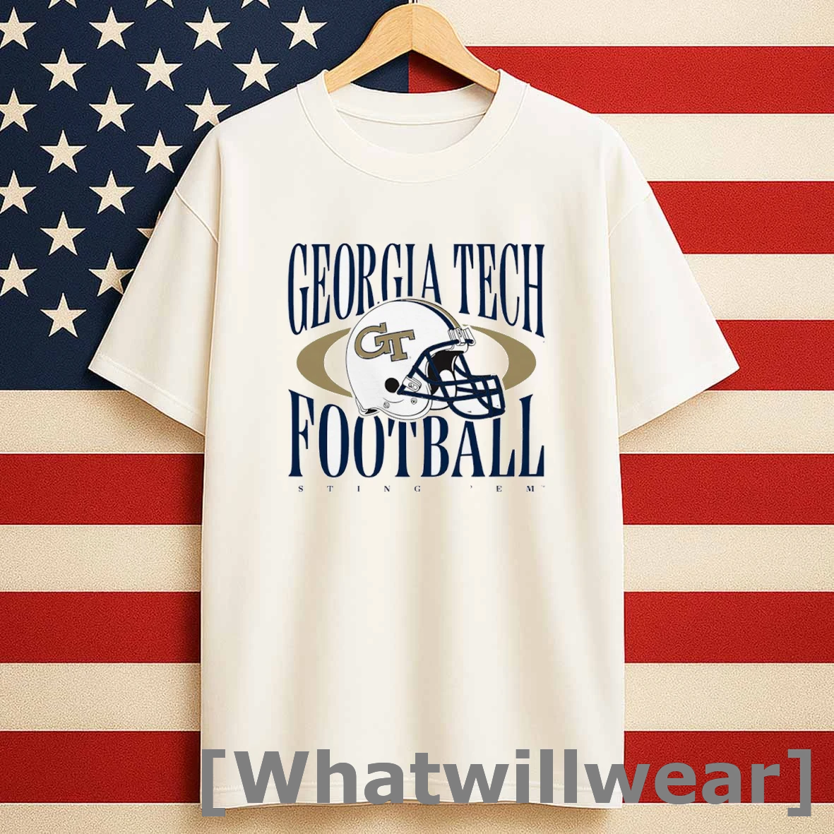 Official Georgia Tech Yellow Jackets Football Sting Em Helmet Tshirts Sweater