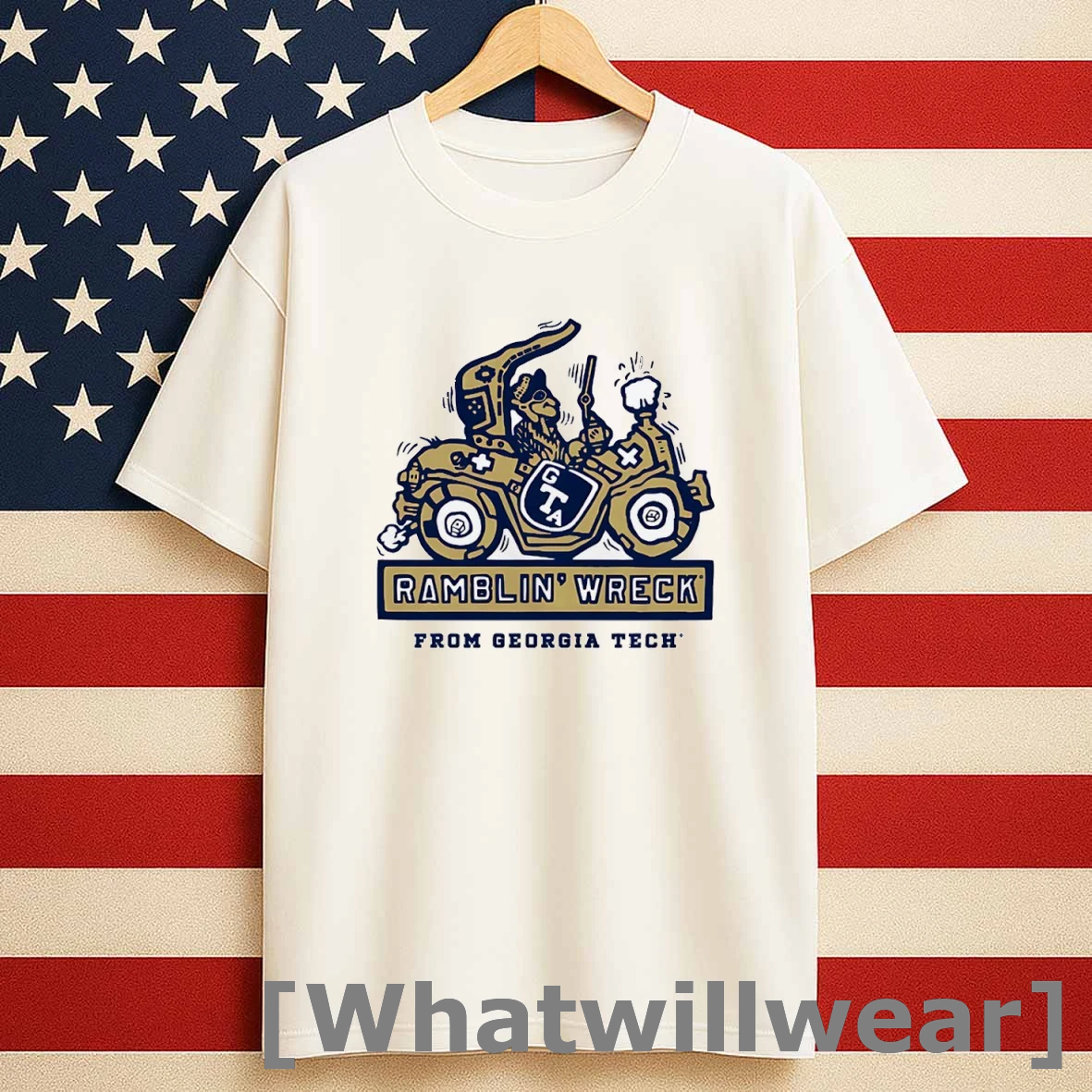 Official Georgia Tech Yellow Jackets Ramblin Wreck Ringer Tshirts Sweater