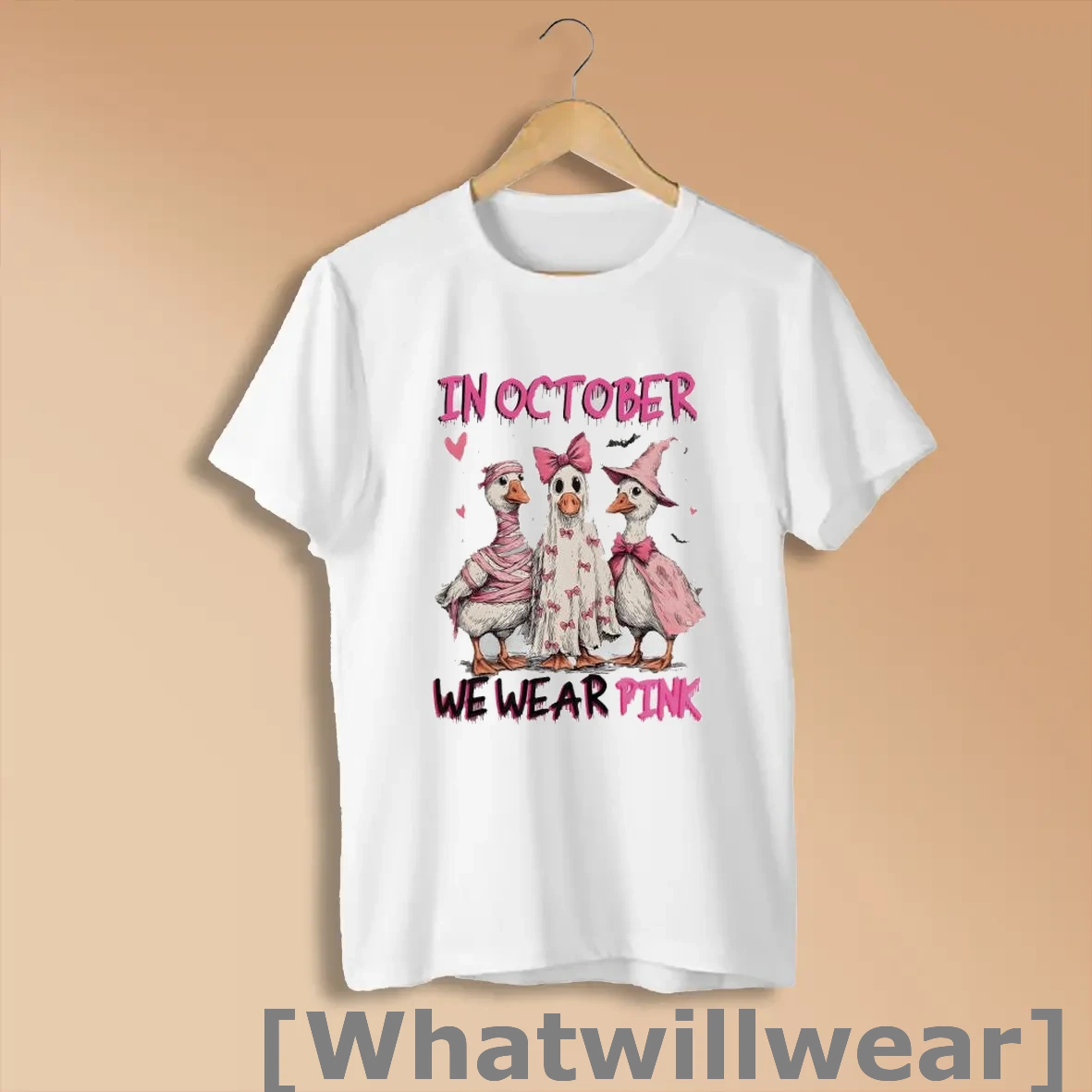 Official Goose Breast Cancer Cute Preppy Coquette In October We Wear Pink Halloween Shirts