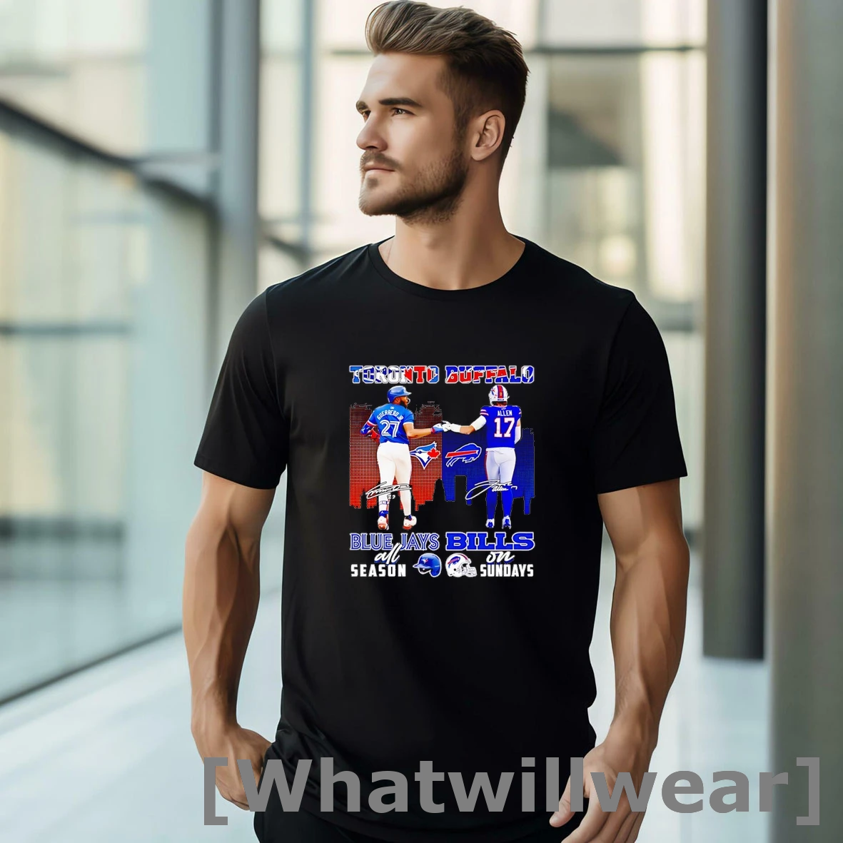 Official Guerrero Jr And Allen Toronto Blue Jays All Season Buffalo Bills On Sundays Tshirts Sweater