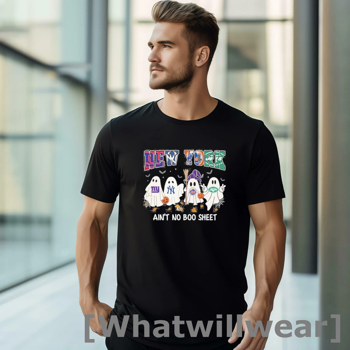Official Halloween New York Sports Teams Aint No Boo Sheet Shirts