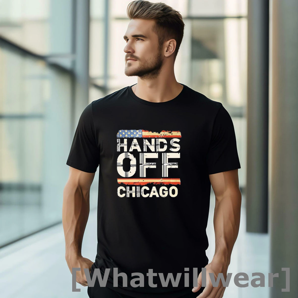 Official Hands Off Chicago Usa Flag Vintage Tshirts Sweater