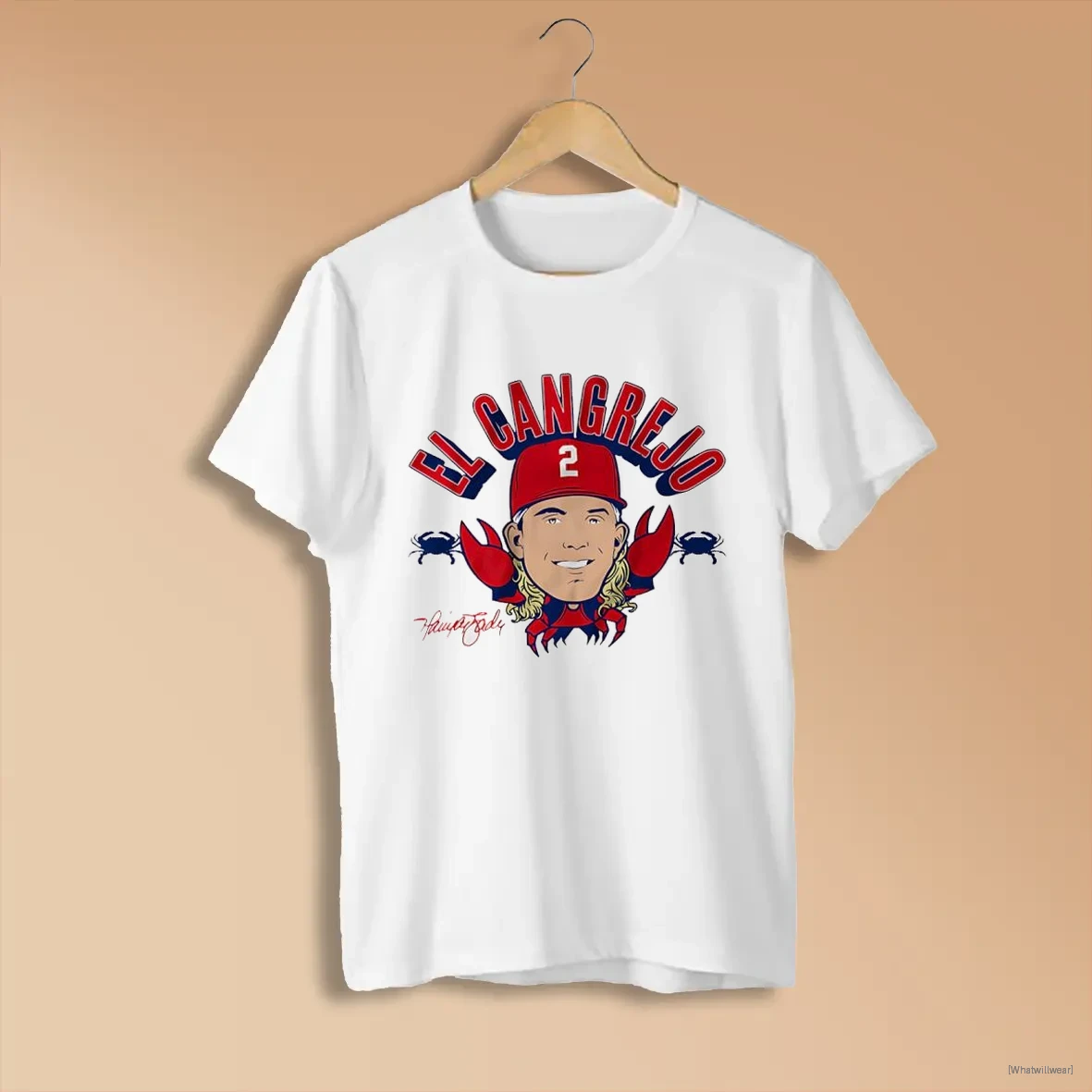 Official Harrison Bader Philadelphia Phillies Baseball El Cangrejo Signature T White Shirts