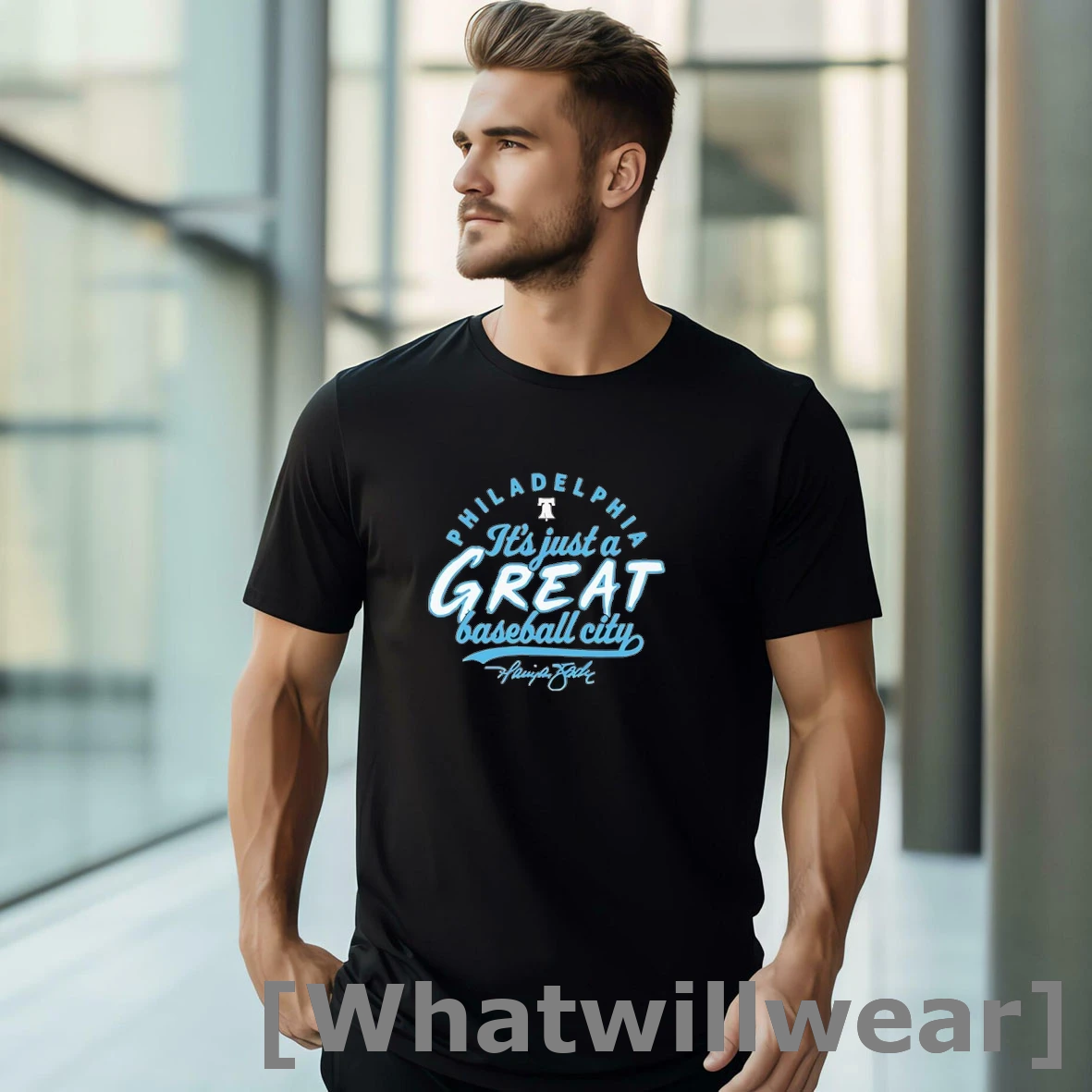 Official Harrison Bader Philadelphia Phillies Its Just A Great Baseball City Signature Tshirts Sweater