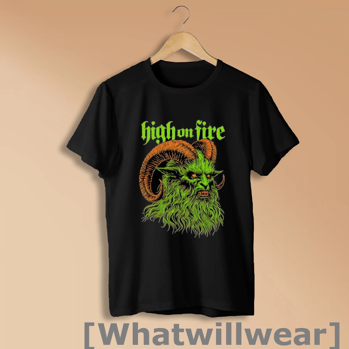 Official High On Fire Demonic Green Ram Monster Head Metal Band Shirt Sweatshirt