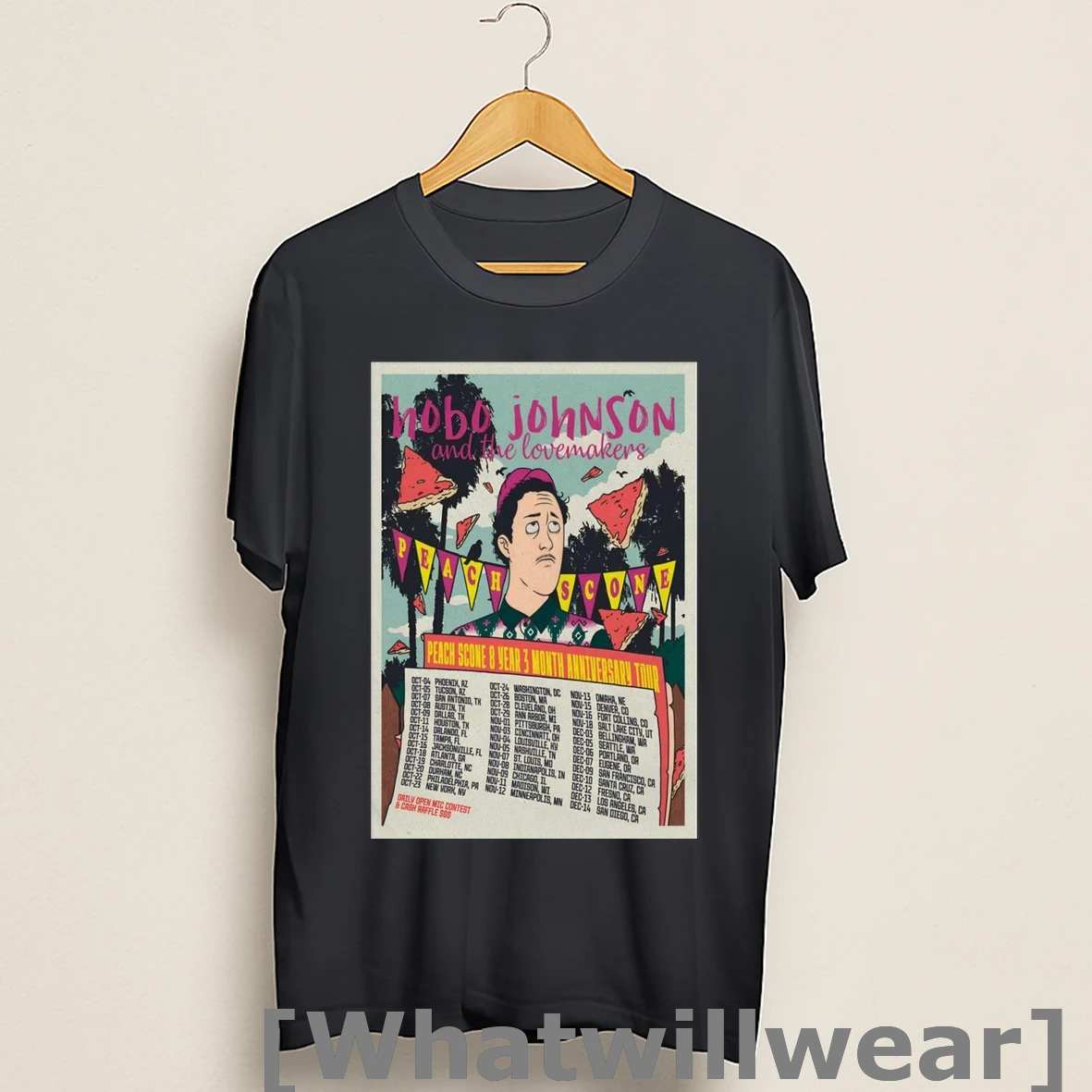 Official Hobo Johnson And The Lovemakers 2025 Peach Scone 8 Year 3 Month Anniversary Tour Shirts