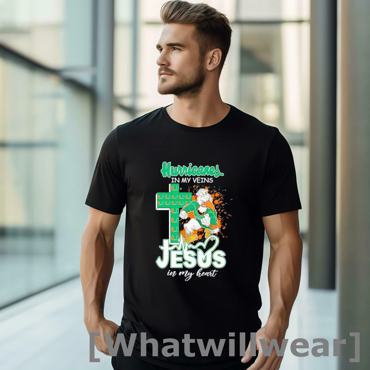 Official Hurricanes In My Veins Jesus In My Heart Mascot Tshirts Sweater