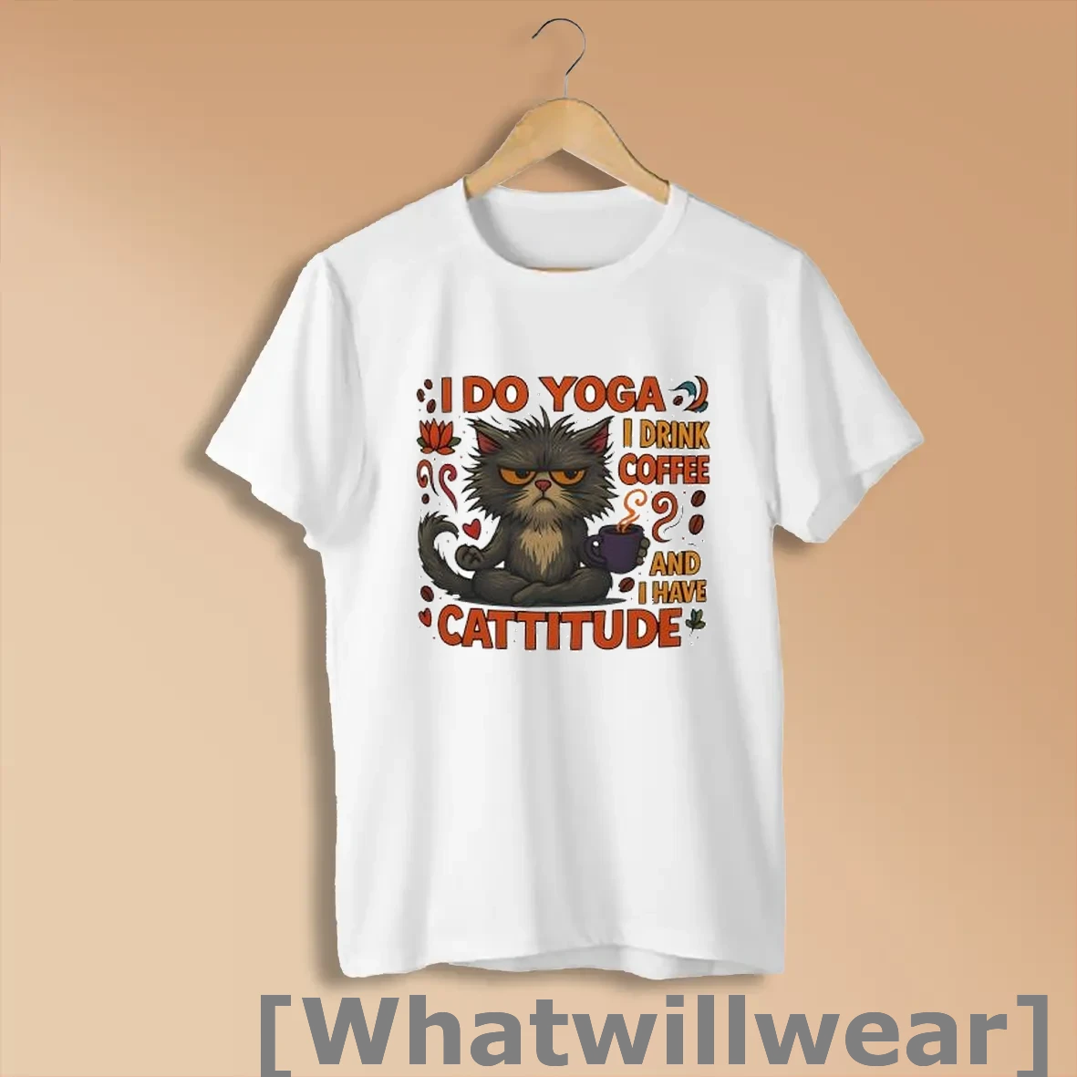 Official I Do Yoga I Drink Coffee And I Have Cattitude Grumpy Cat Posters White Shirts