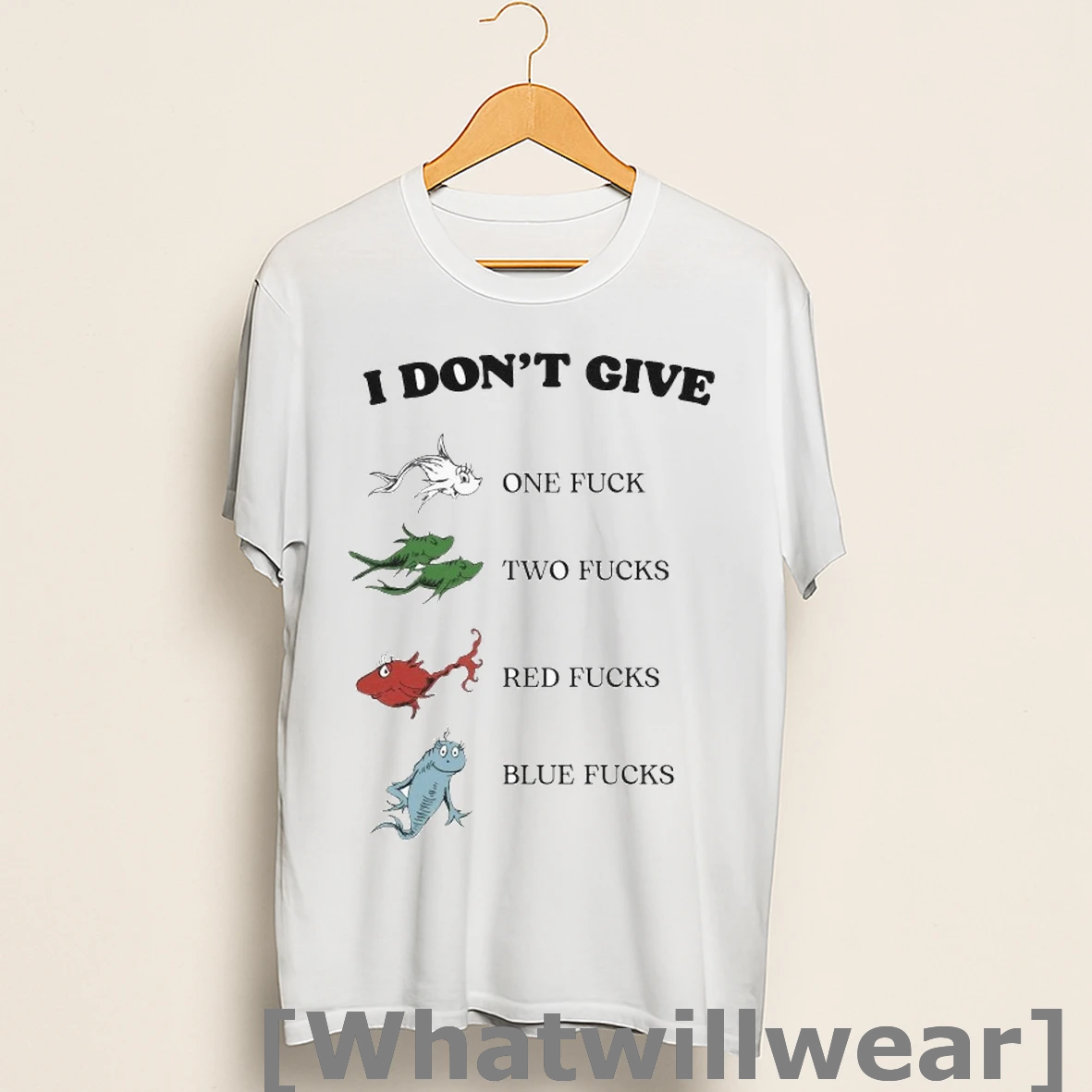Official I Dont Give One Fucks Two Fucks Red Fucks Blue Fucks Fish Shirts
